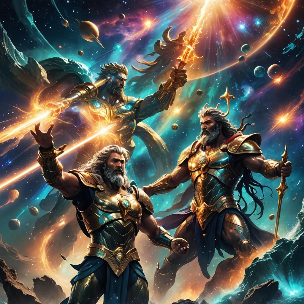 Atlantis and Poseidon's Sci-Fi Celestial Battle