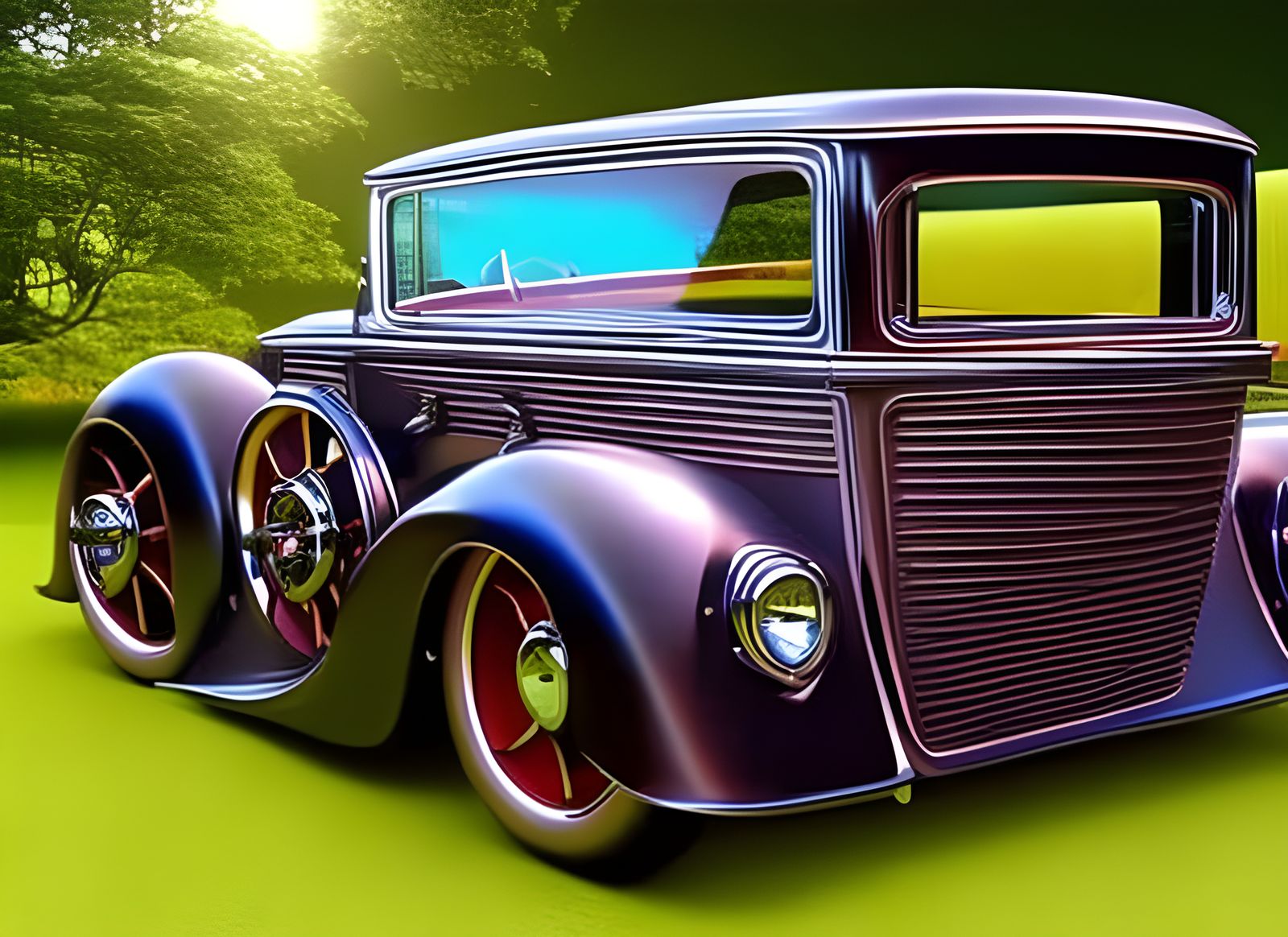 Steampunk Classic Car in 3D Animation