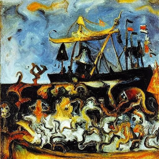 Crystal Ship with Mice and Rats: Impressionistic Still Life