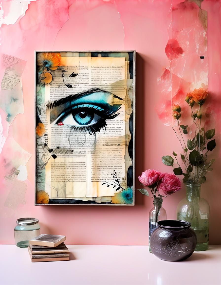 Mongolian Woman by River: Mixed Media Encaustic Painting