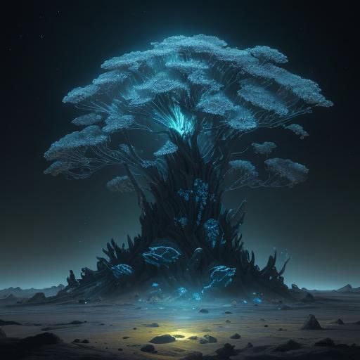 Bioluminescent Crater Bloom Concept Art