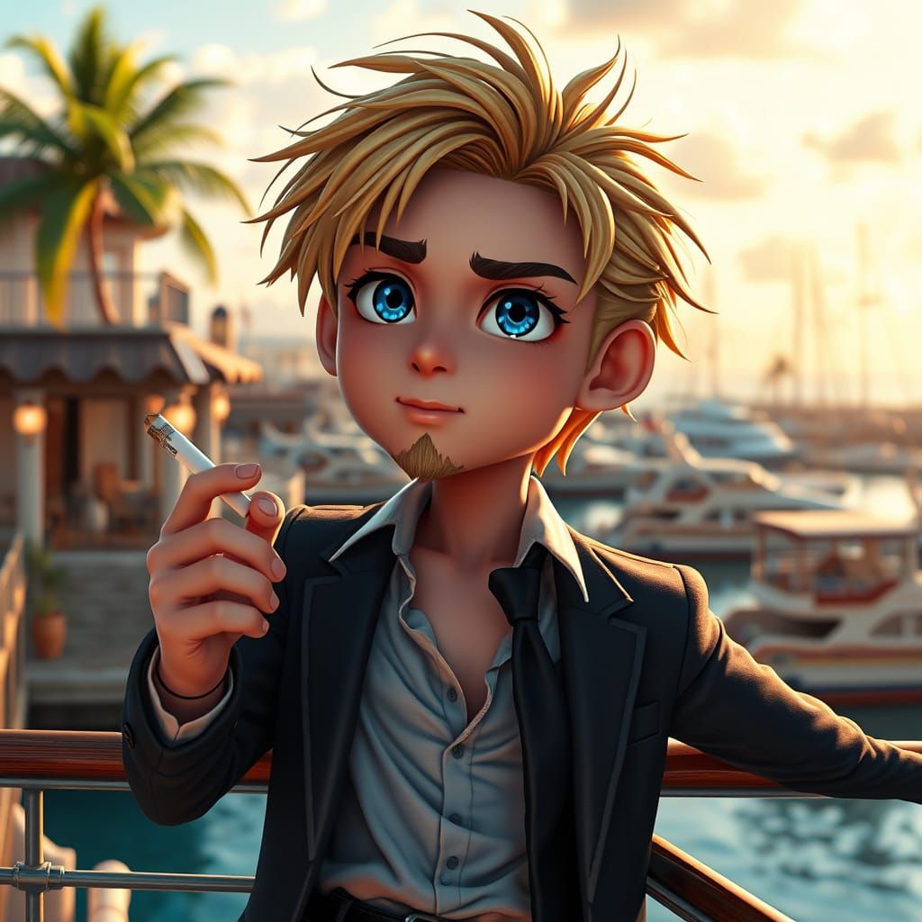 Surrealistic CGI Portrait of Charming Young Man in Tropical ...