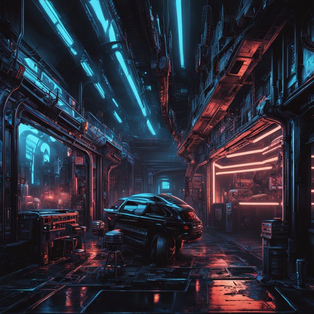 Dark Goth Cyberpunk Portrait in Giger-Inspired Bio-Mechanica...