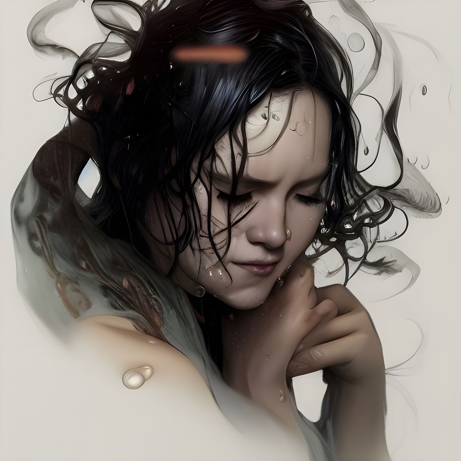 Crying Black Dragon Humanoid in the Rain