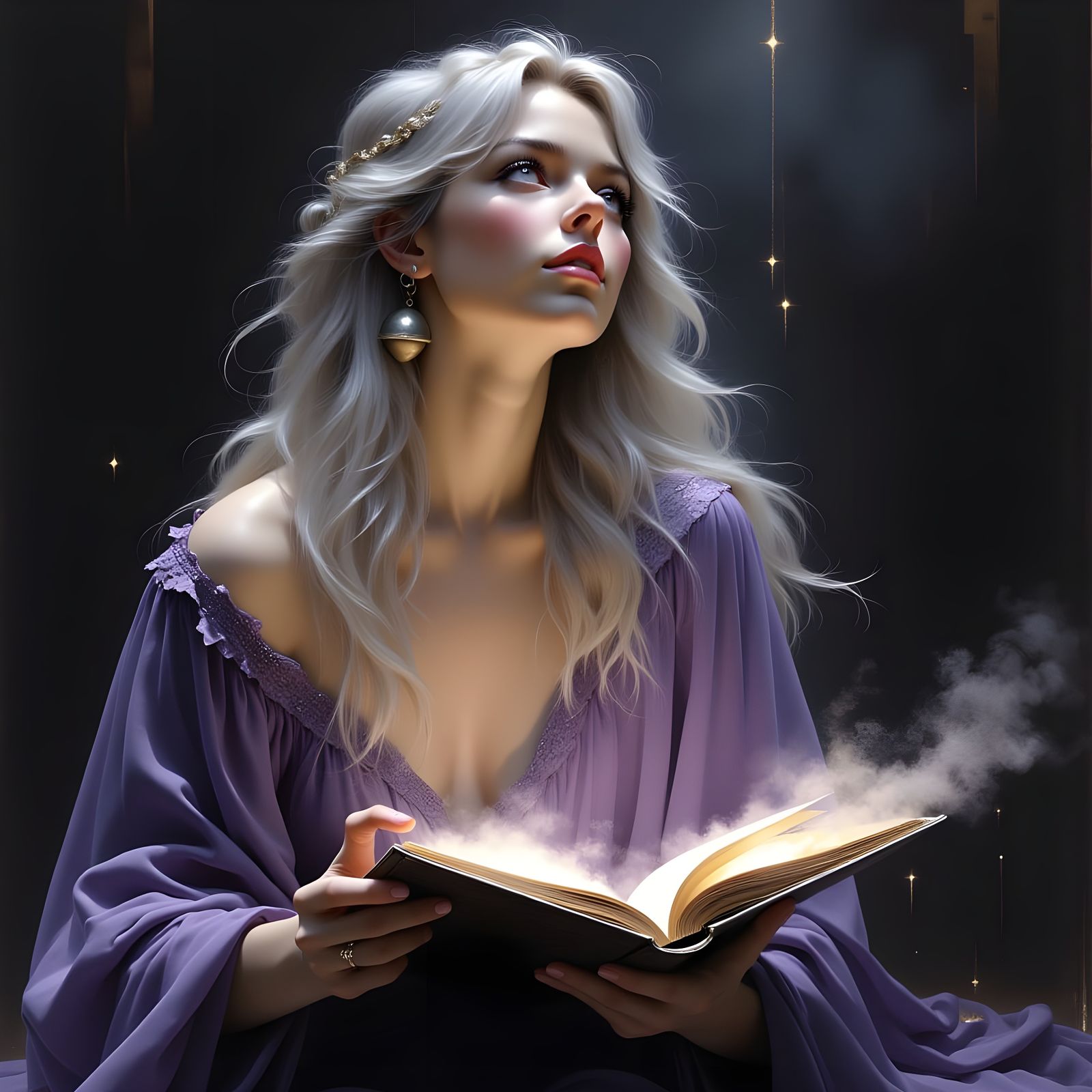 Norse Goddess of Wisdom in Charcoal Sketch Style