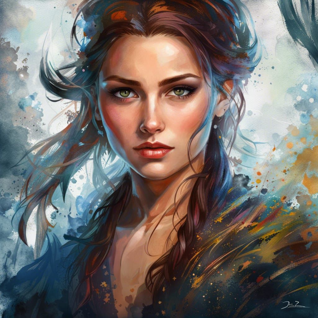 Anime Princess Portrait with Bold Graphic Art