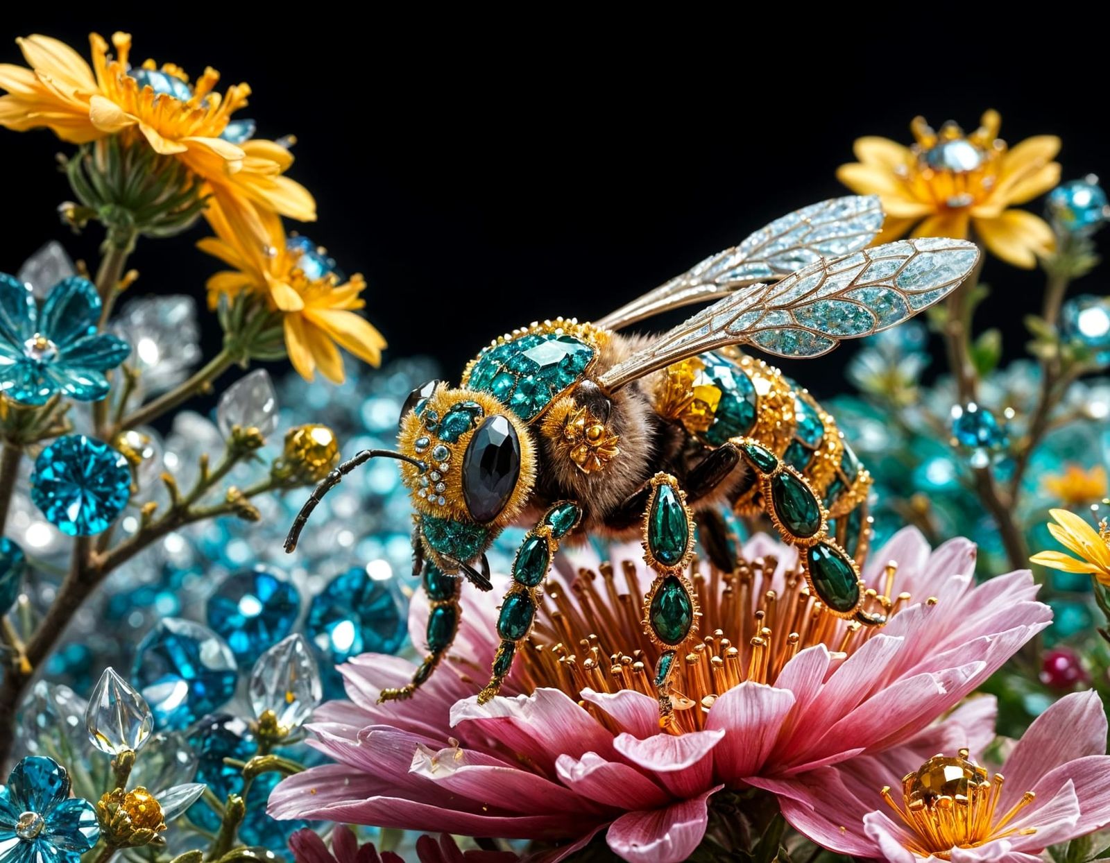 Spectacular Crystal Bee Dazzles in Gemstone Paradise