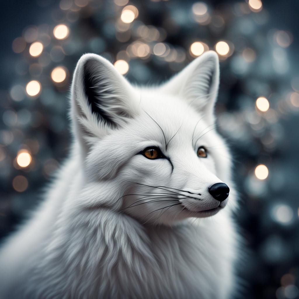 Festive White Fox Celebrates Christmas in Hyperreal Detail