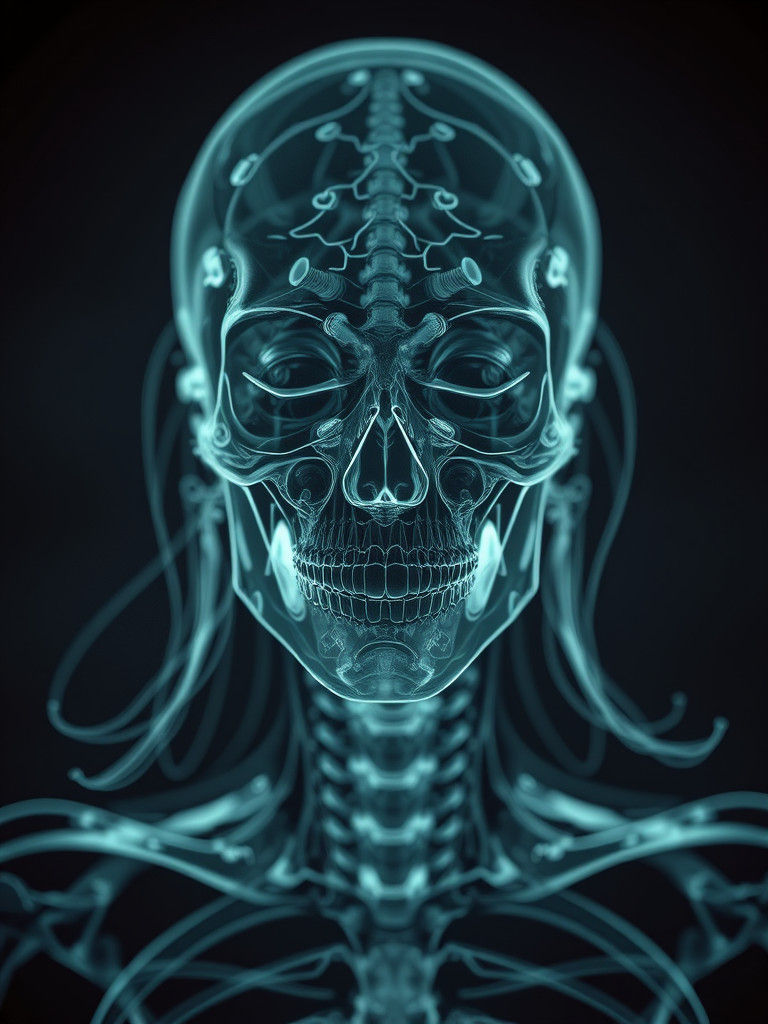 Hyperrealistic X-Ray Portrait in Gritty Dreamlike Style