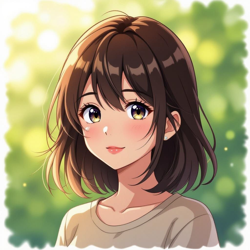Anime Girl Portrait with Expressive Eyes in Cel Shading