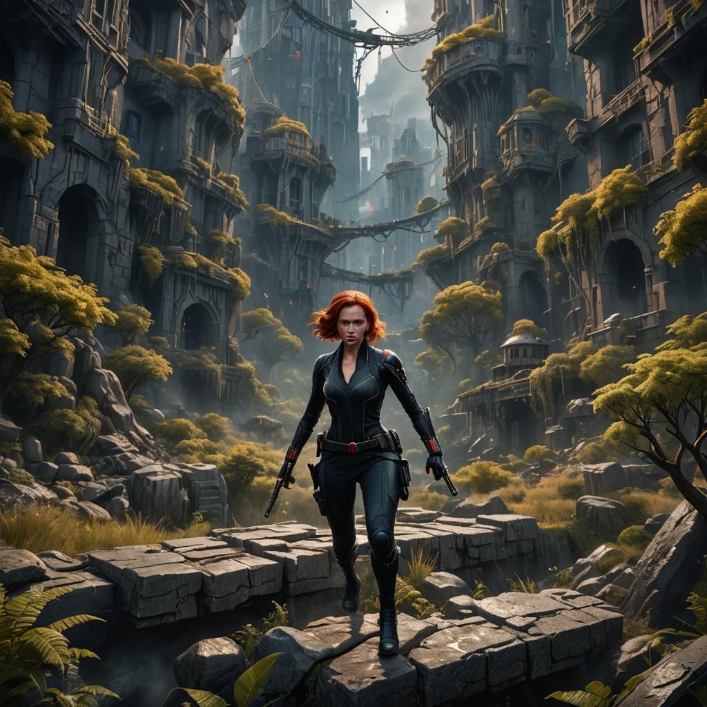 Black Widow: Detailed Matte Painting in Deep Color