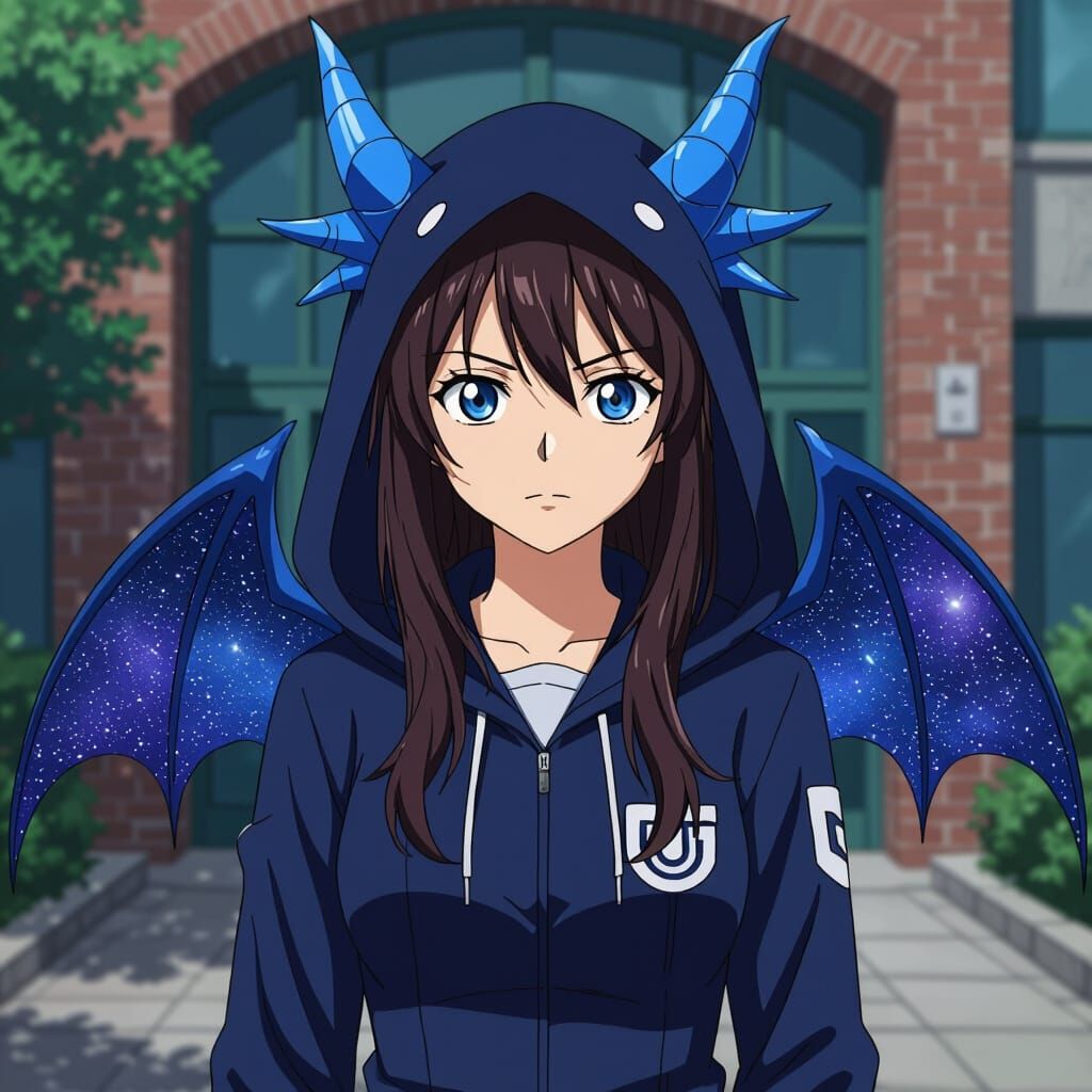Anime-Style Student with Dragon Features at UA High