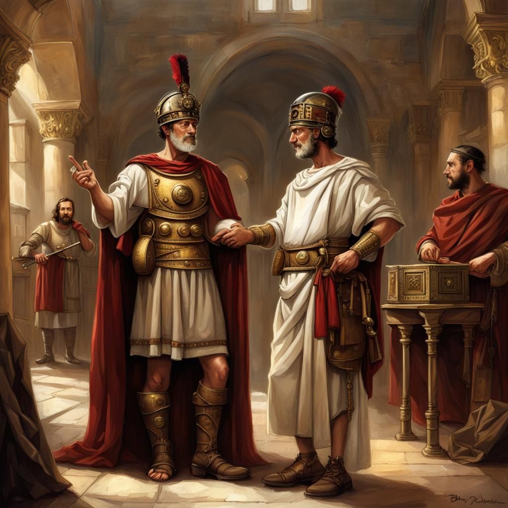 Pontius Pilate Greets a Friend with Steampunk Engine