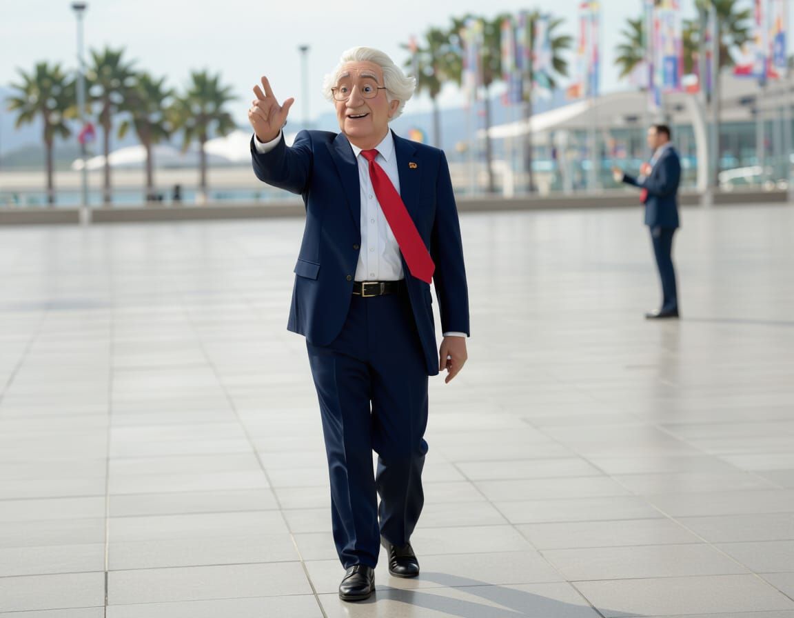 Animated 3D Character in Dynamic Pose with Pixar Lighting