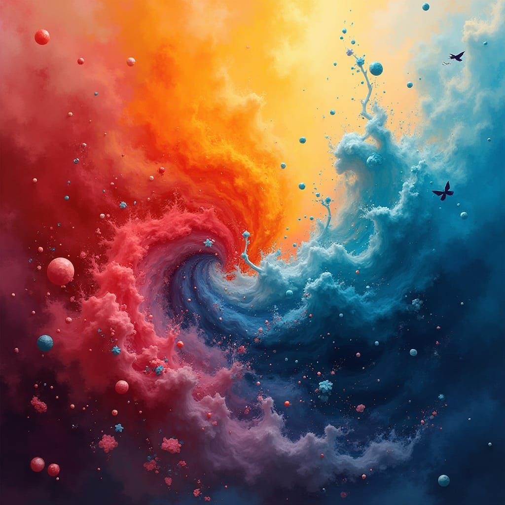 Abstract Primary Color Harmony in Fantasy Art Style