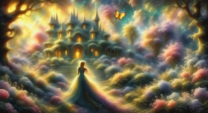 Ethereal Fairy in a Scintillating 3D Garden