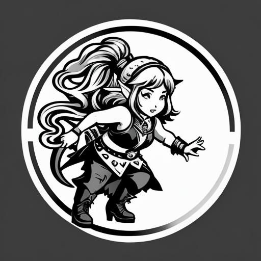 Halfling Druid Vector Logo in Black and White