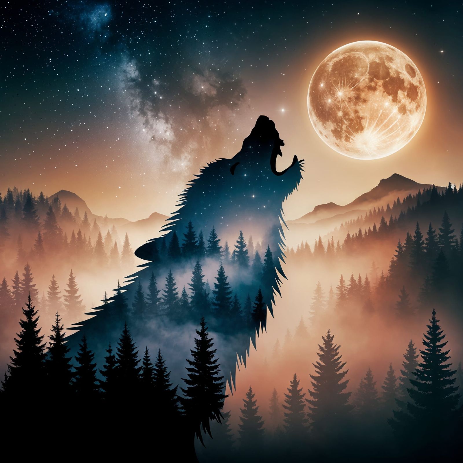 Wolf's Starry Night Serenade