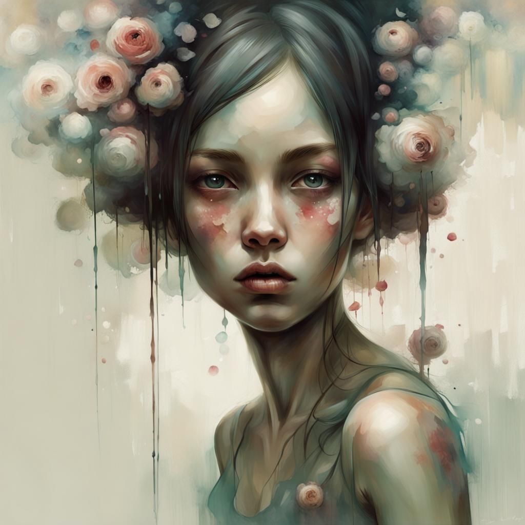 Girl Portrait in Mixed Artistic Styles