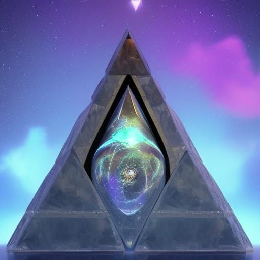 Amethyst Starry Sky Orgone Pyramid: Detailed Matte Painting