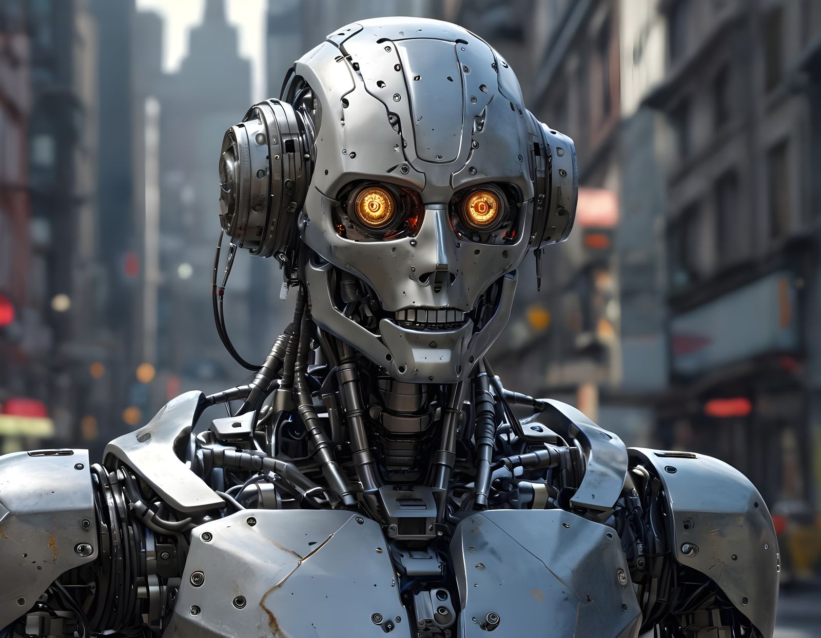 Robot with Human-Like Features in Metallic Glory