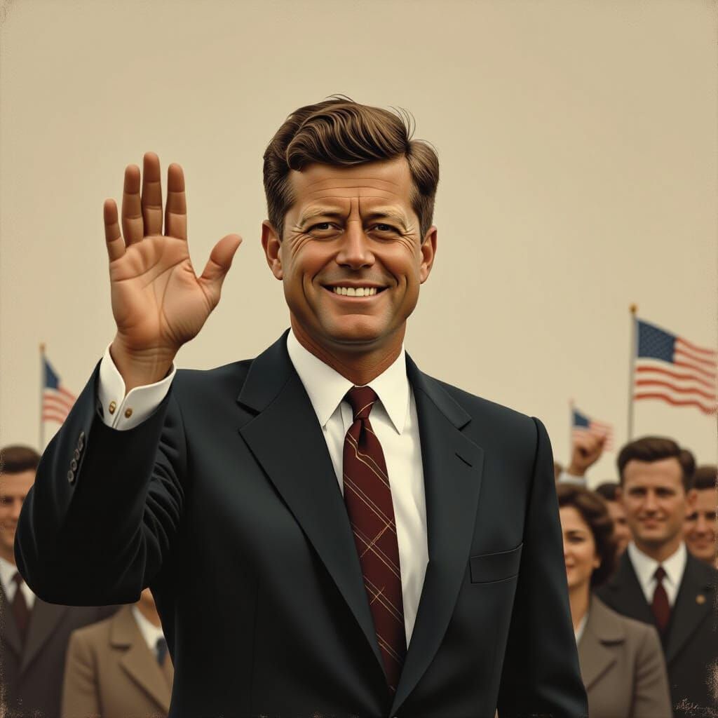 Solemn Portrait of John F Kennedy in Realistic Style