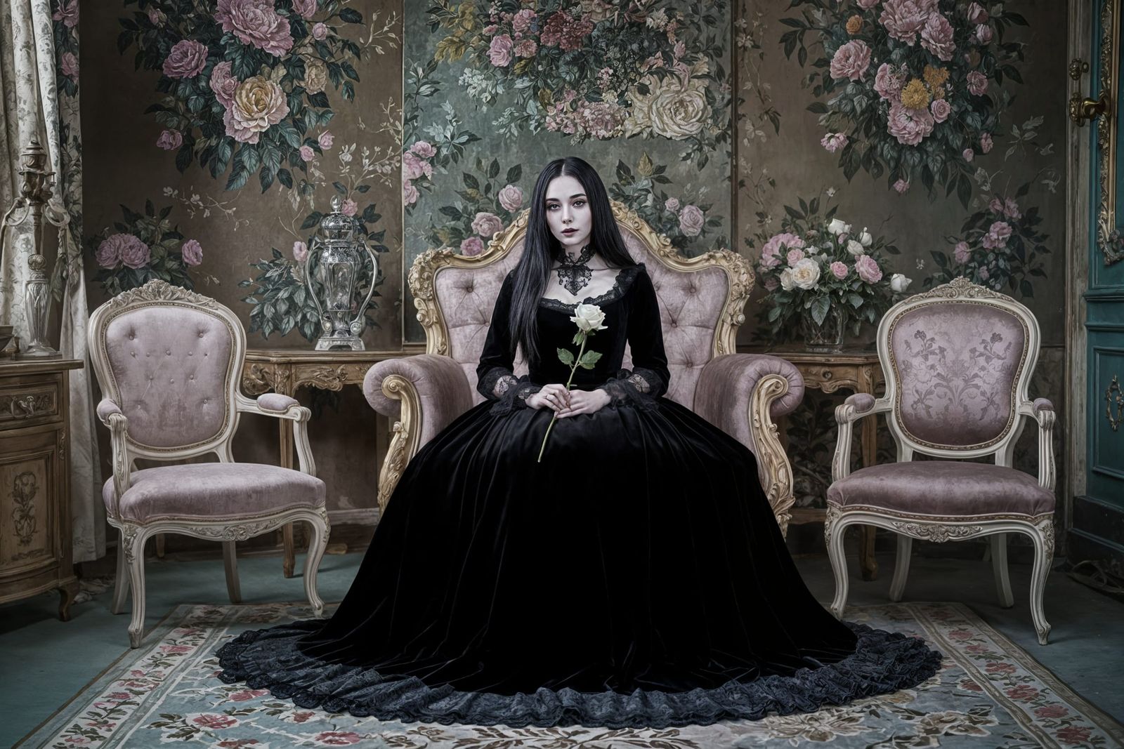 Rococo Goth Portrait in Pastel Colors