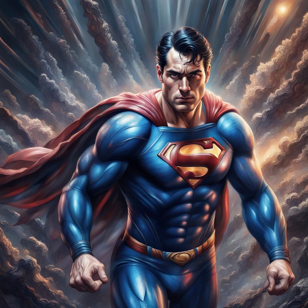 Dark and Hyperrealistic Superman Portrait in 8K