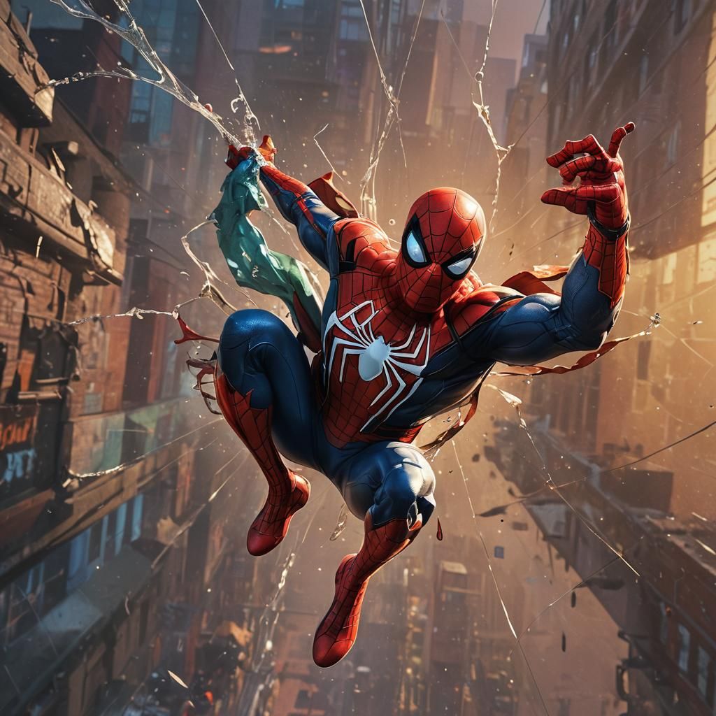 Hyperrealistic Spider-Man Splash Art Concept