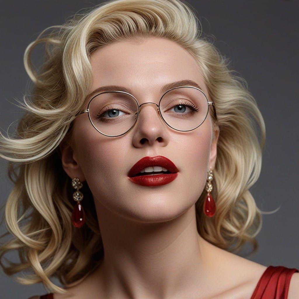 Golden Goddess of Old Hollywood in Crimson Elegance