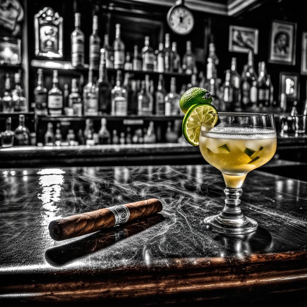Cuban Cigar and Daiquiri Cocktail in Moody Bar