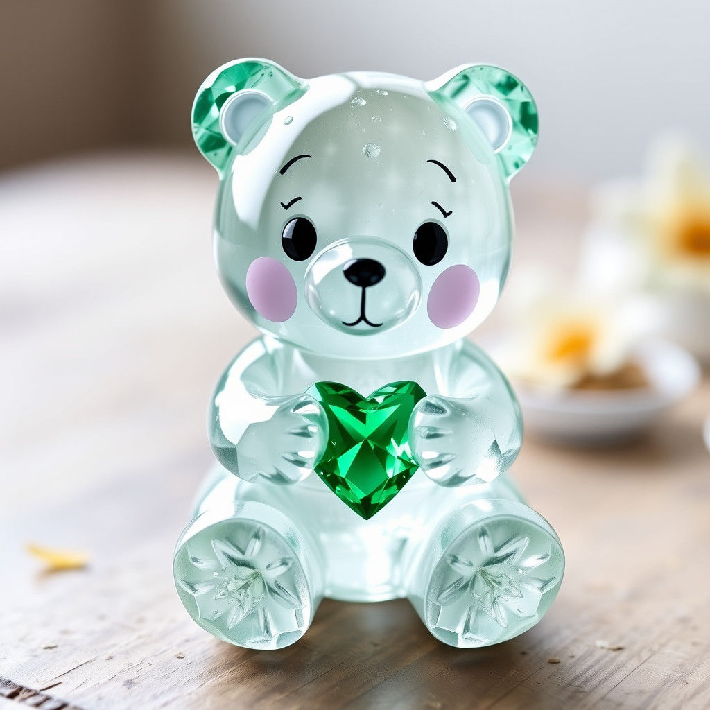 Green gemstone care Bear figurine