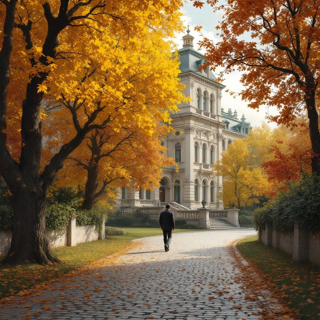 Neorenaissance Villa in Vienna in Autumn Light