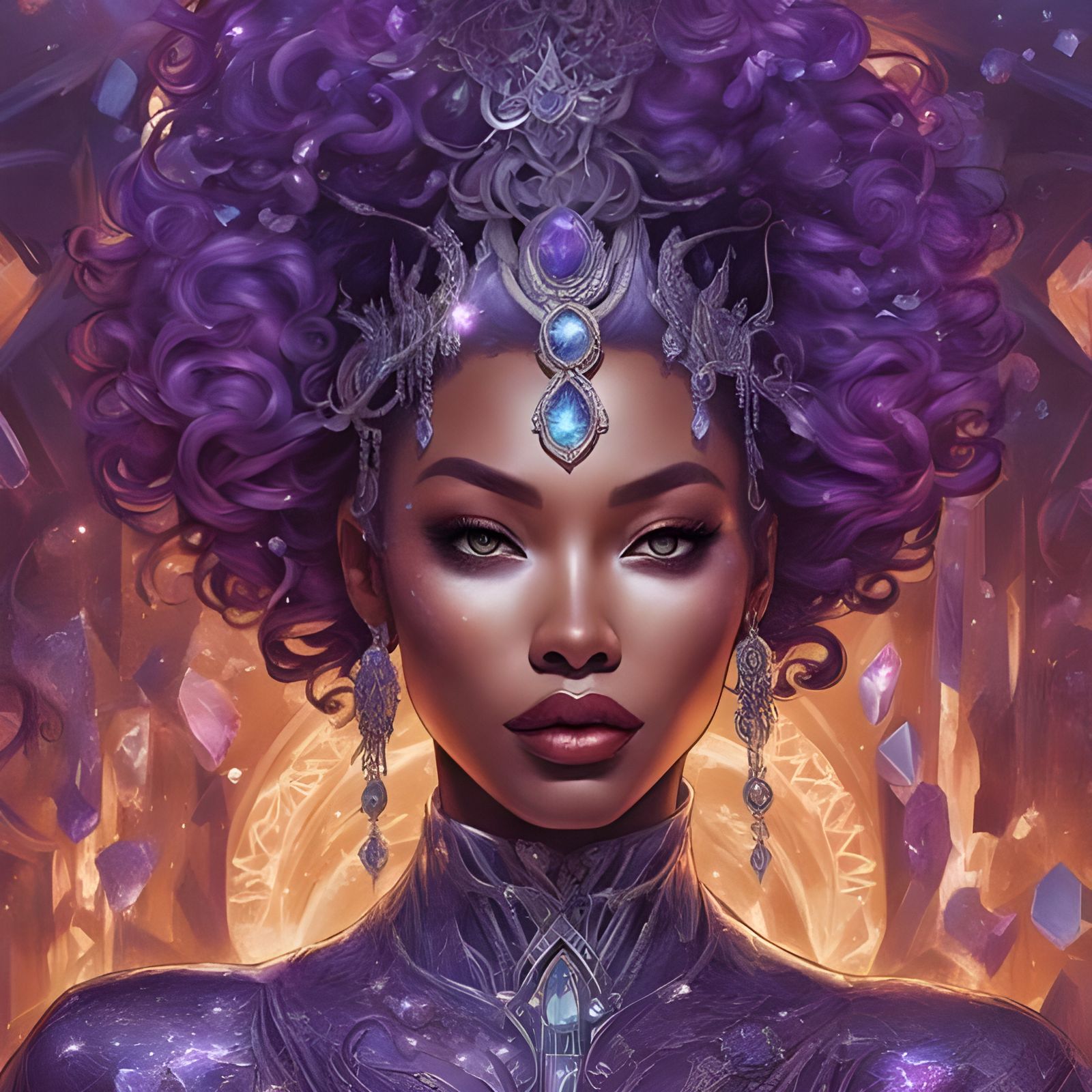 Breathtaking Jewel-Adorned Woman with Bioluminescence