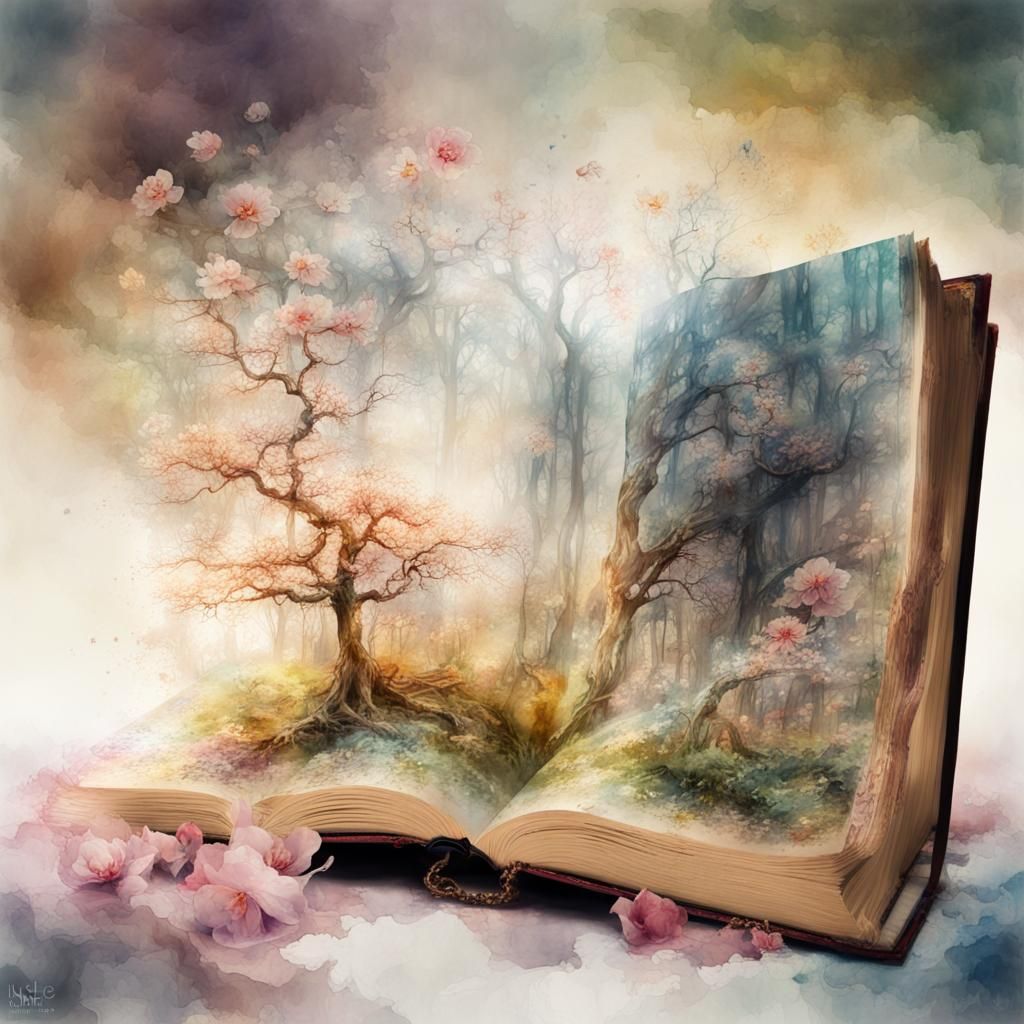 Watercolor Book Opens to Spring Paradise