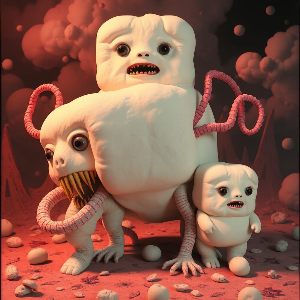 Whimsical Marshmallowpunk Album Cover Creature