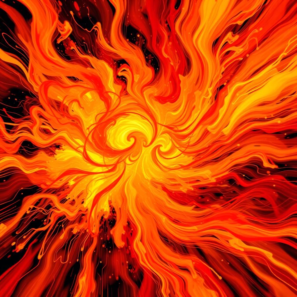 Fiery Energy Swirl in Abstract Expressionist Style