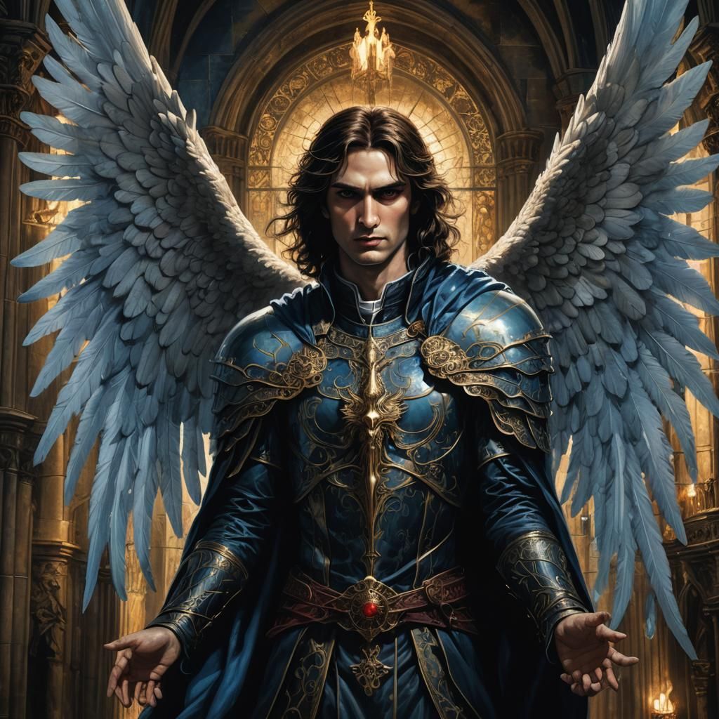 Evil Archangel Raphael in Gothic Cathedral