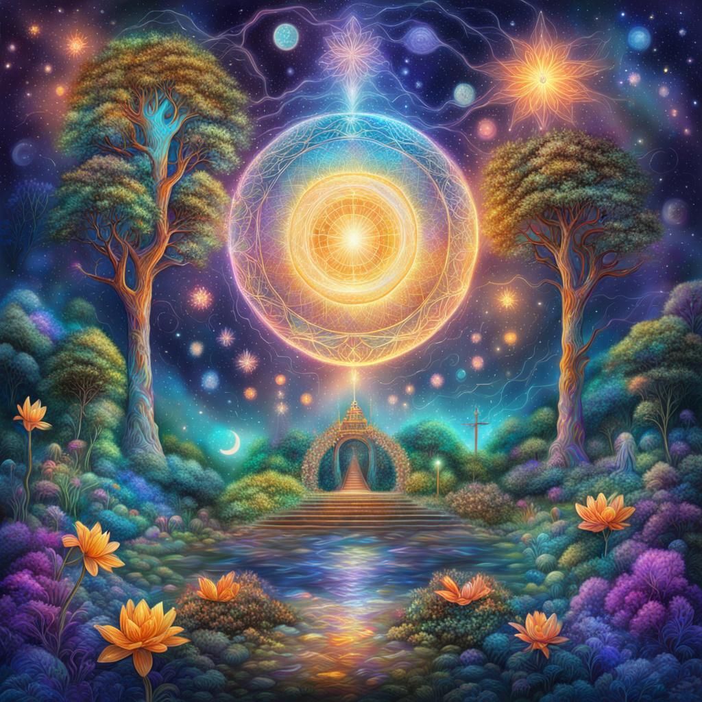Healing Garden: Holographic Astral Illustration by Amaringo