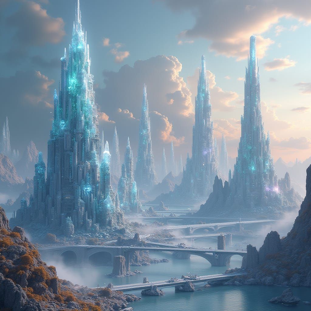 Crystal Metropolis: A Futuristic City of Alien Jewels