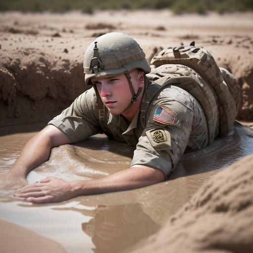 American Soldier's Peril: Sinking in Quicksand