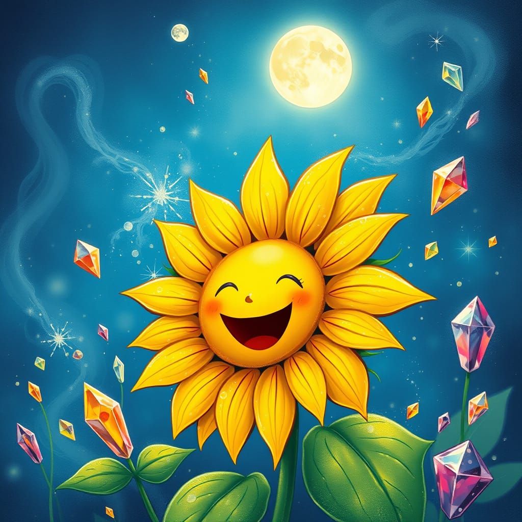 Whimsical Sunflower Blooms with Crystal Radiance