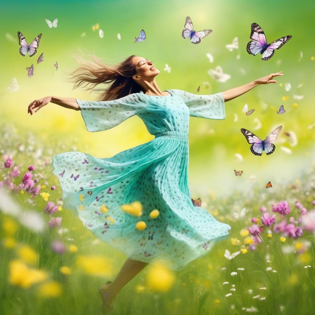 beautiful spring meadow with spring flowers butterflies and ...