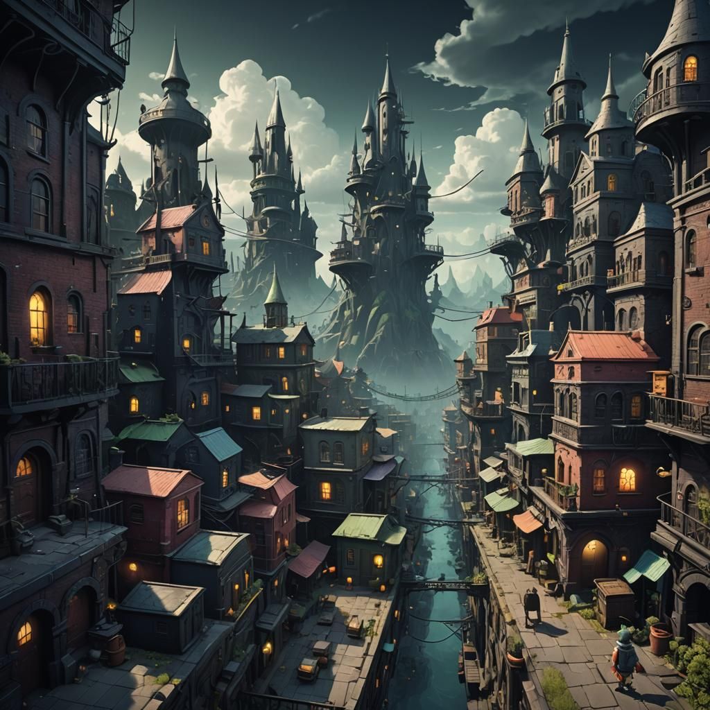 Noir Cityscape in Adventure Time Style