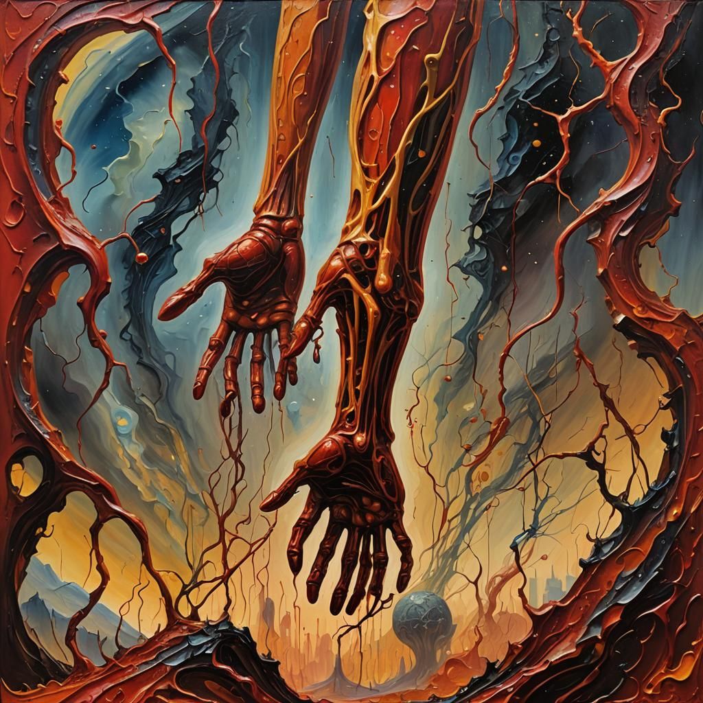 Surreal Being at the Edge of the Void as Impasto Painting