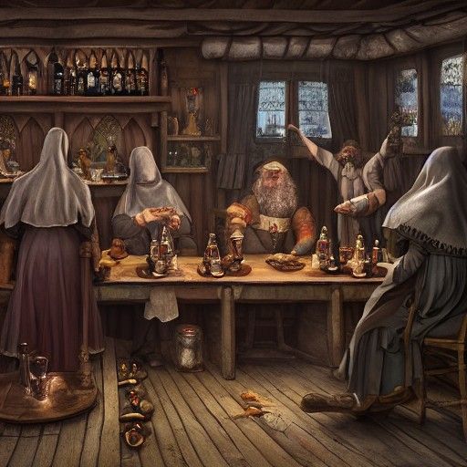 Medieval Tavern Party in a Detailed Matte Painting