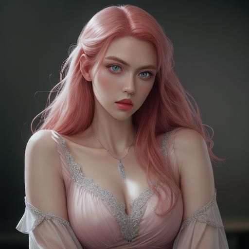 Hyperrealistic Portrait of a Beautiful Woman with Red Hair