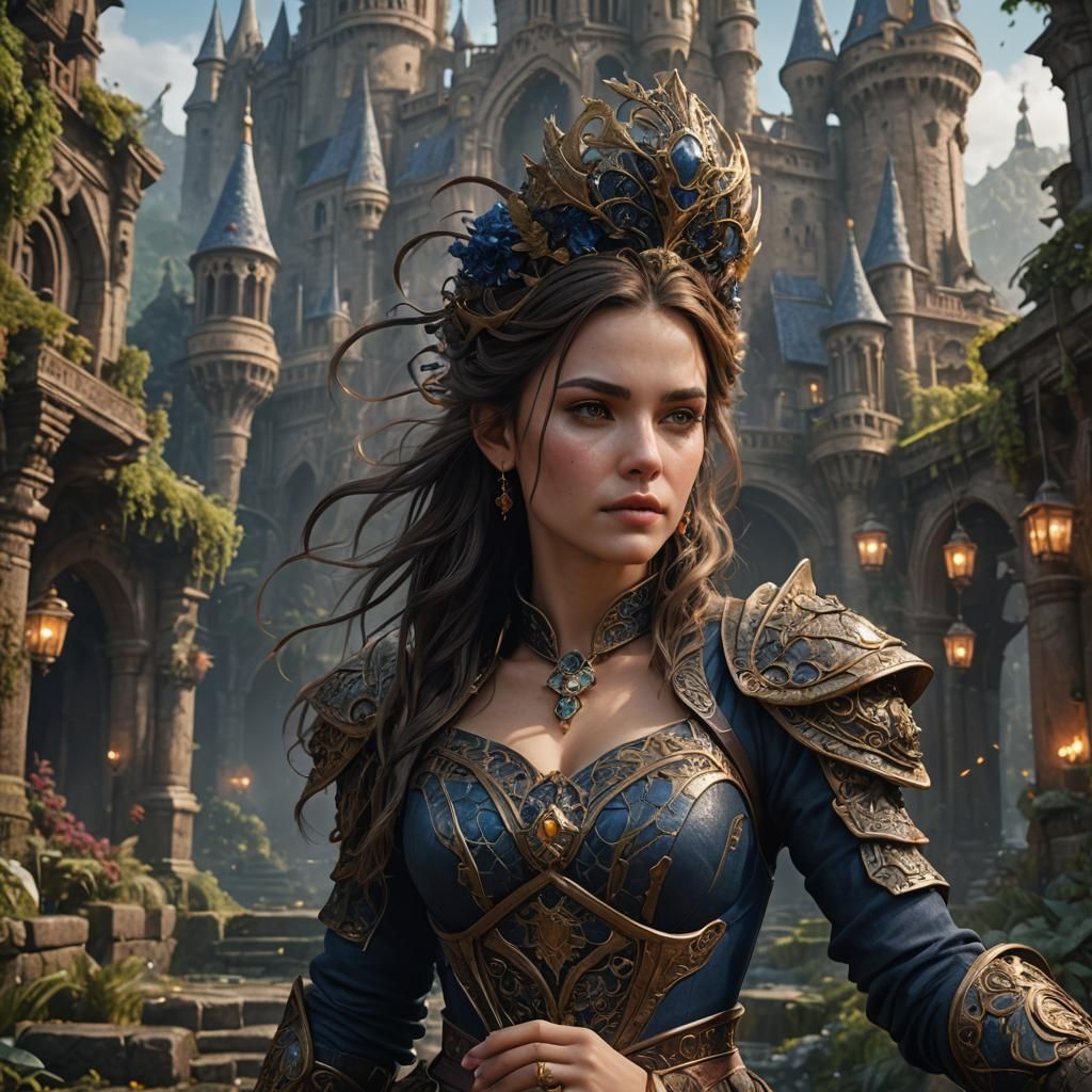 Brunette Woman in Detailed Fantasy Portrait