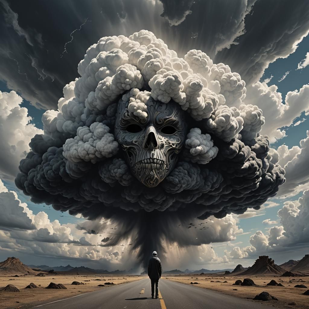 Monochromatic Cloud Mask in Hyperrealistic Style