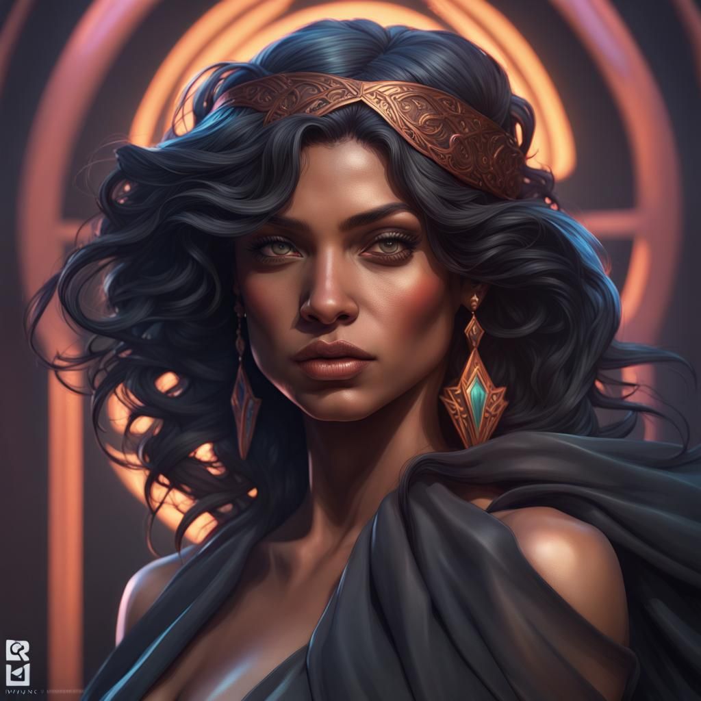 Hyperdetailed Portrait of a Black Magic Woman